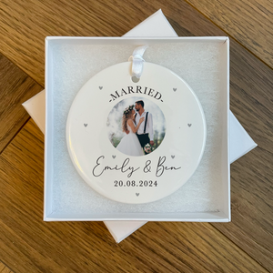 Engagement Ornament - Custom Photo Gift Ceramic Ornament