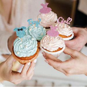 12Pcs Gender Reveal Cupcake Toppers