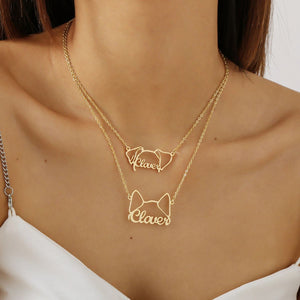 Personalized Cute Dog Cat Breed Ears Necklace