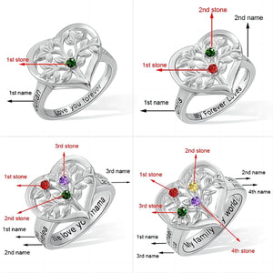 Personalized Family Tree Heart Ring Gift for Grandma