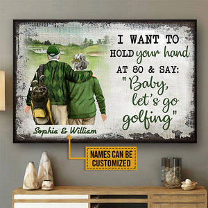 Personalized Golf Couple Want To Hold Your Hand Poster