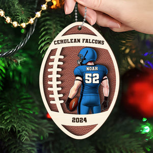 Personalized 2 Layered Wooden Sports Football Ornament