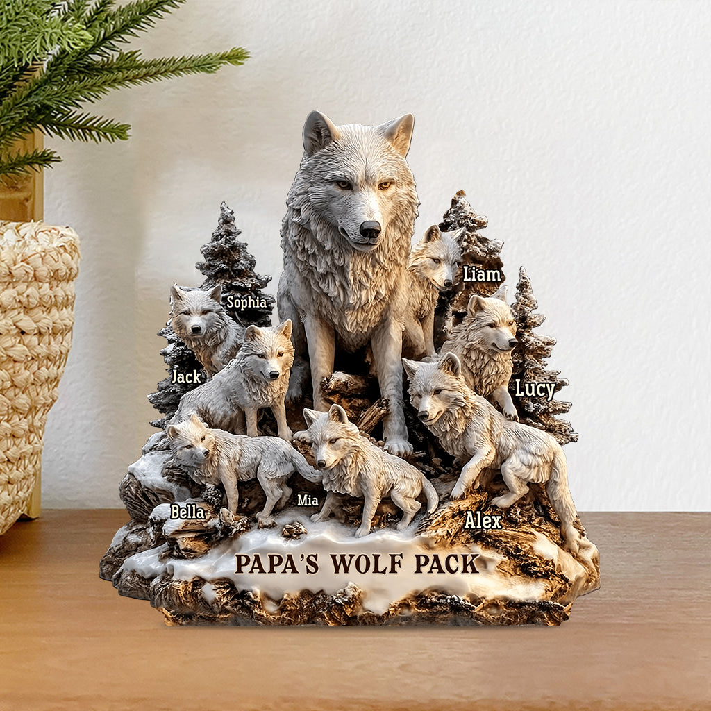 Papa's Wolf - Personalized Father Custom Shaped Acrylic Plaque