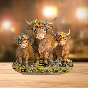 This Mom Loves Her Herd Highland Cow Mother Grandma - Personalized Acrylic Plaque