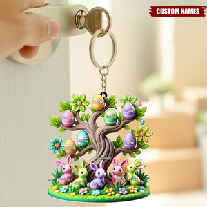 Easter Grandma Bunny Egg Tree Personalized Acrylic Keychain