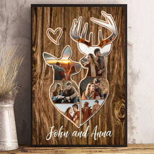 Personalized Couple Deer Hunting Memories Collage Poster, Deer Hunting Gifts For Couple