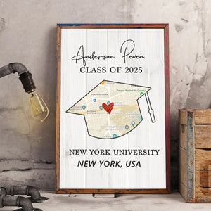 Personalized Graduation Gift Canvas Poster, University Map Print