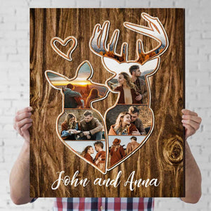 Personalized Couple Deer Hunting Memories Collage Poster, Deer Hunting Gifts For Couple