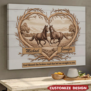 Personalized Horse Love Mountains Poster -Couple Gift