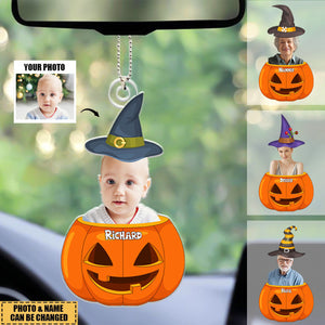 Personalized Photo Halloween Pumpkin Acrylic Ornament