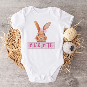 Cute Easter Bunny Custom Name Gift For Baby Personalized Baby Shirt Baby Onesie