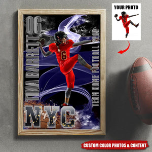 Senior Sports Personalized Photo Canvas Gift For Football Lover