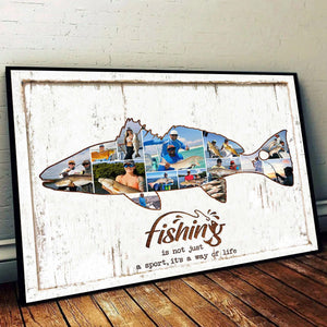 Personalized Red drum Fishing Photo Collage Canvas Poster, Redfish Gift for Him