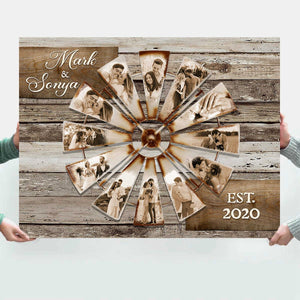 Personalized Windmill Poster Wall Decor Collage, Gifts For Couples Anniversary