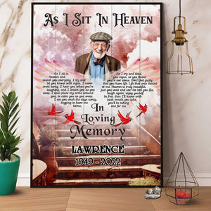 Personalized Cardinal Wings, As I Sit In Heaven Canvas Poster, Custom Photo Memorial Gifts