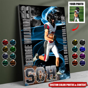 Senior Sports Personalized Photo Canvas Gift For Football Lover