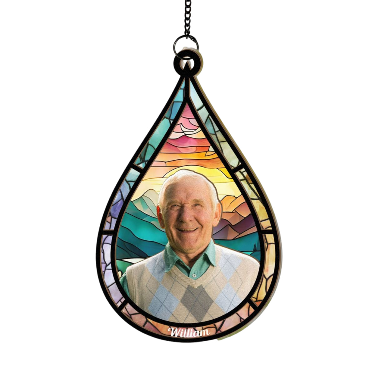 Memorial Family Gift Teardrop - Personalized Window Hanging Suncatcher Ornament