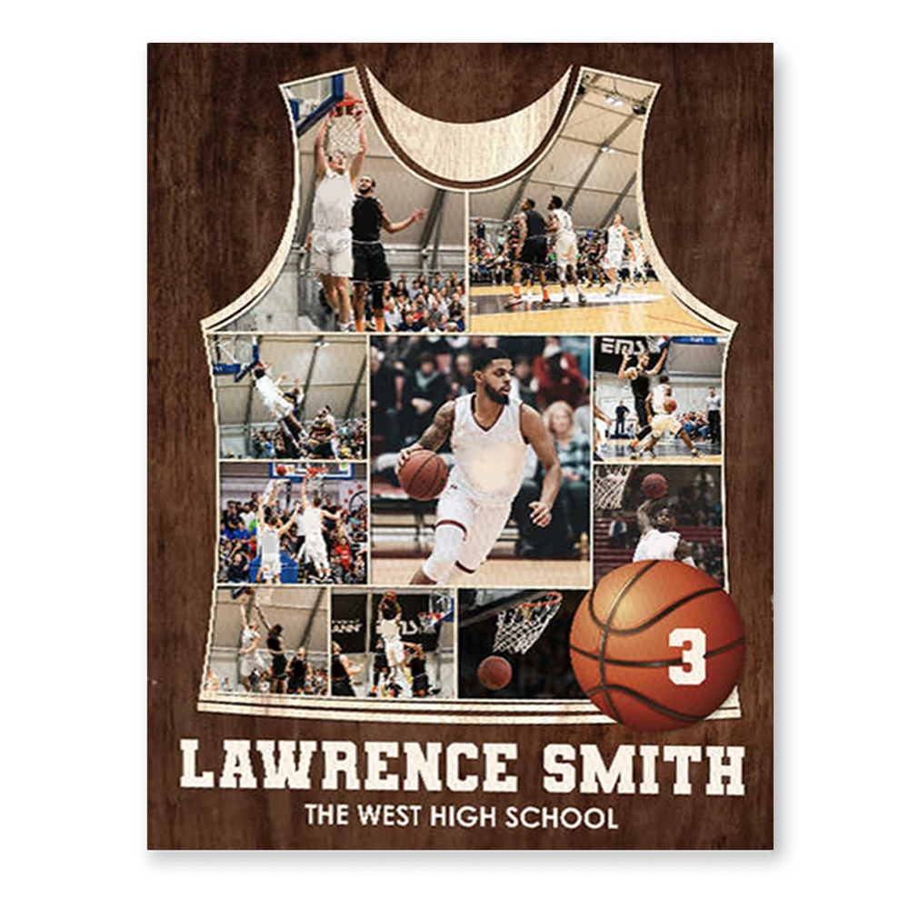 Personalized Basketball Jersey Photos Collage Canvas Poster Basketball Player Gift