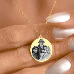 Add Deceased Loved One to Photo,Personalized Family Portrait Memorial Round Necklace