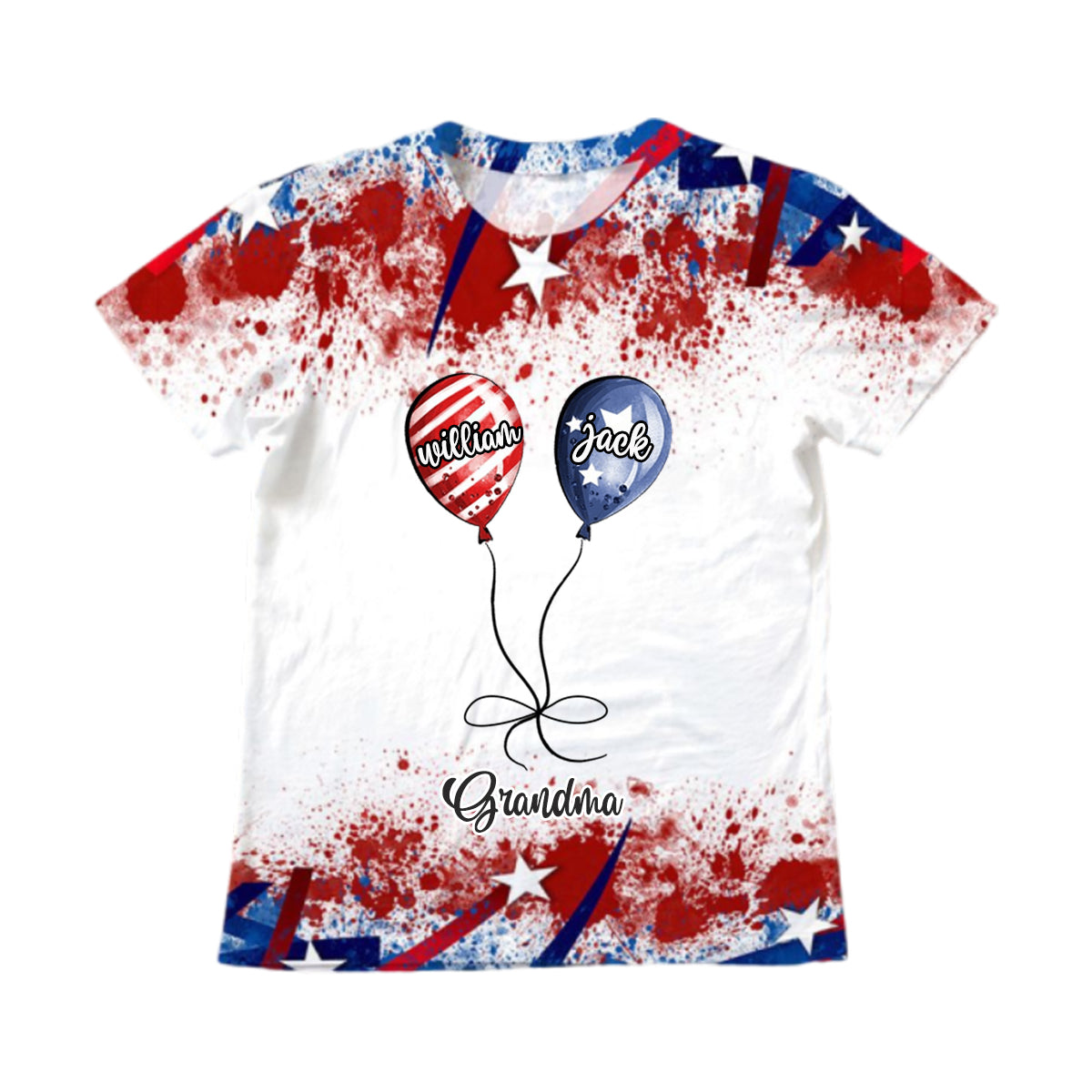 4th July Grandma Mom Little Balloon Kids American Flag Pattern Personalized 3D T-shirt