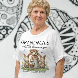 Vintage Grandma Bunny Easter Personalized  Pure Cotton T-Shirt