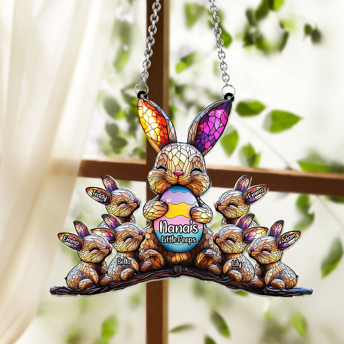 Easter's Day Decoration - Personalized Grandma Window Hanging Suncatcher Ornament