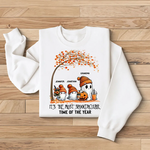 Grandma Spooky Ghost Personalized Sweatshirt, Fall Halloween Sweatshirt