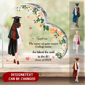 Personalized Graduation Girl Print Heart Acrylic Plauqe