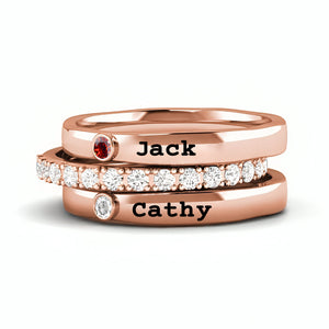 Personalized Born in Love Birthstone Name Ring Stack