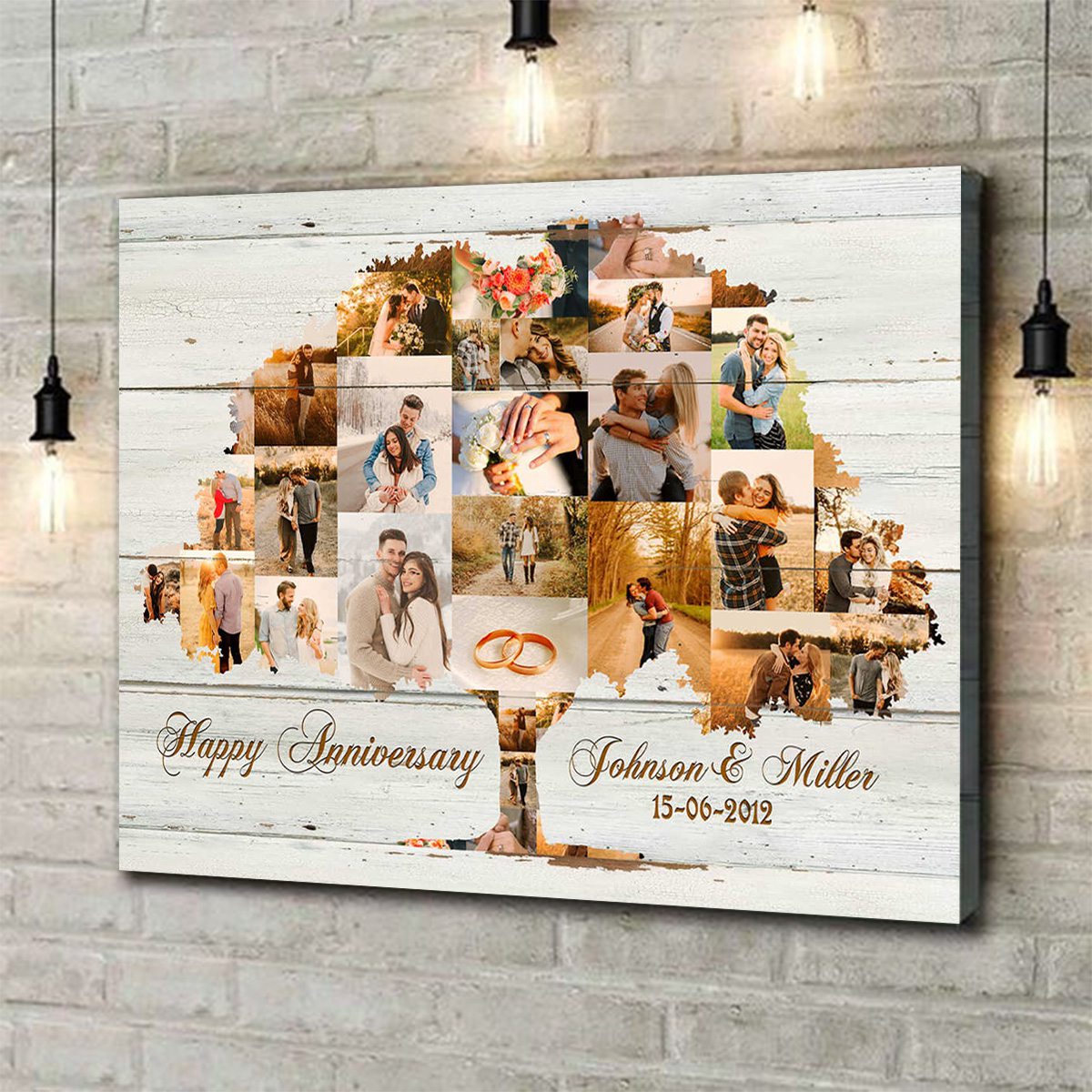 Personalized Family Tree Collage Canvas Poster,Wedding Anniversary Gift,Family Gifts