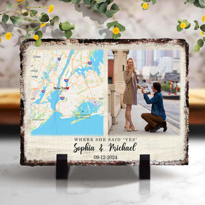 Meaningful Engagement Gift Custom Map & Photo Slate