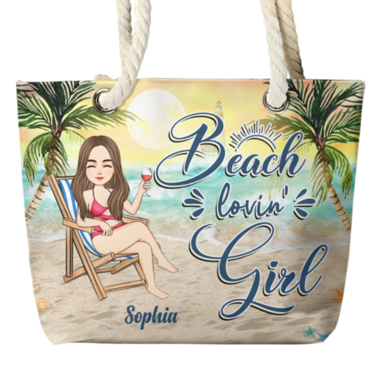 Personalized Beach Bag Enjoyed Summer - Beach Lovin' Girl