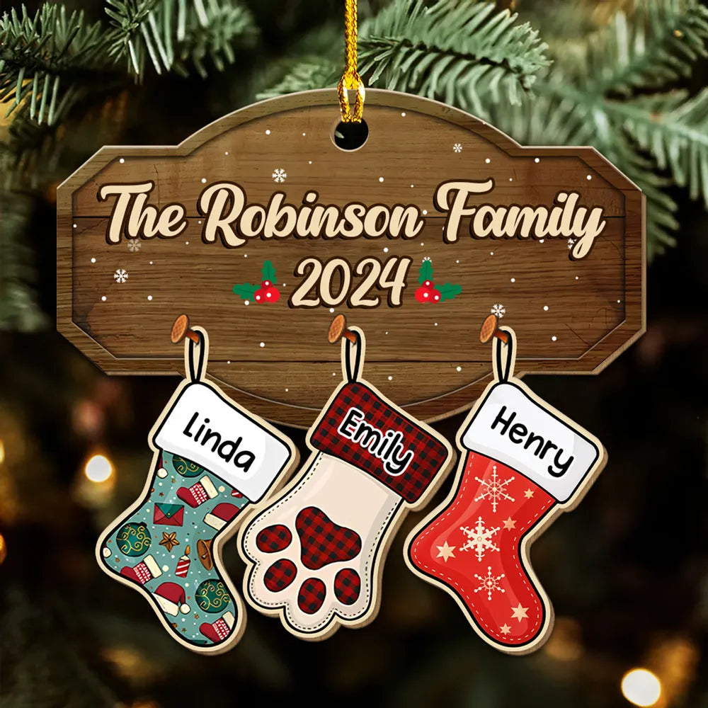 Personalized Custom Wood Ornament-Family Kid Bestie Stockings