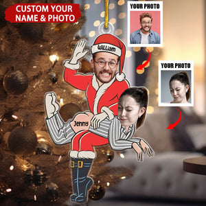 Funny Santa Couple Personalized Christmas Ornament