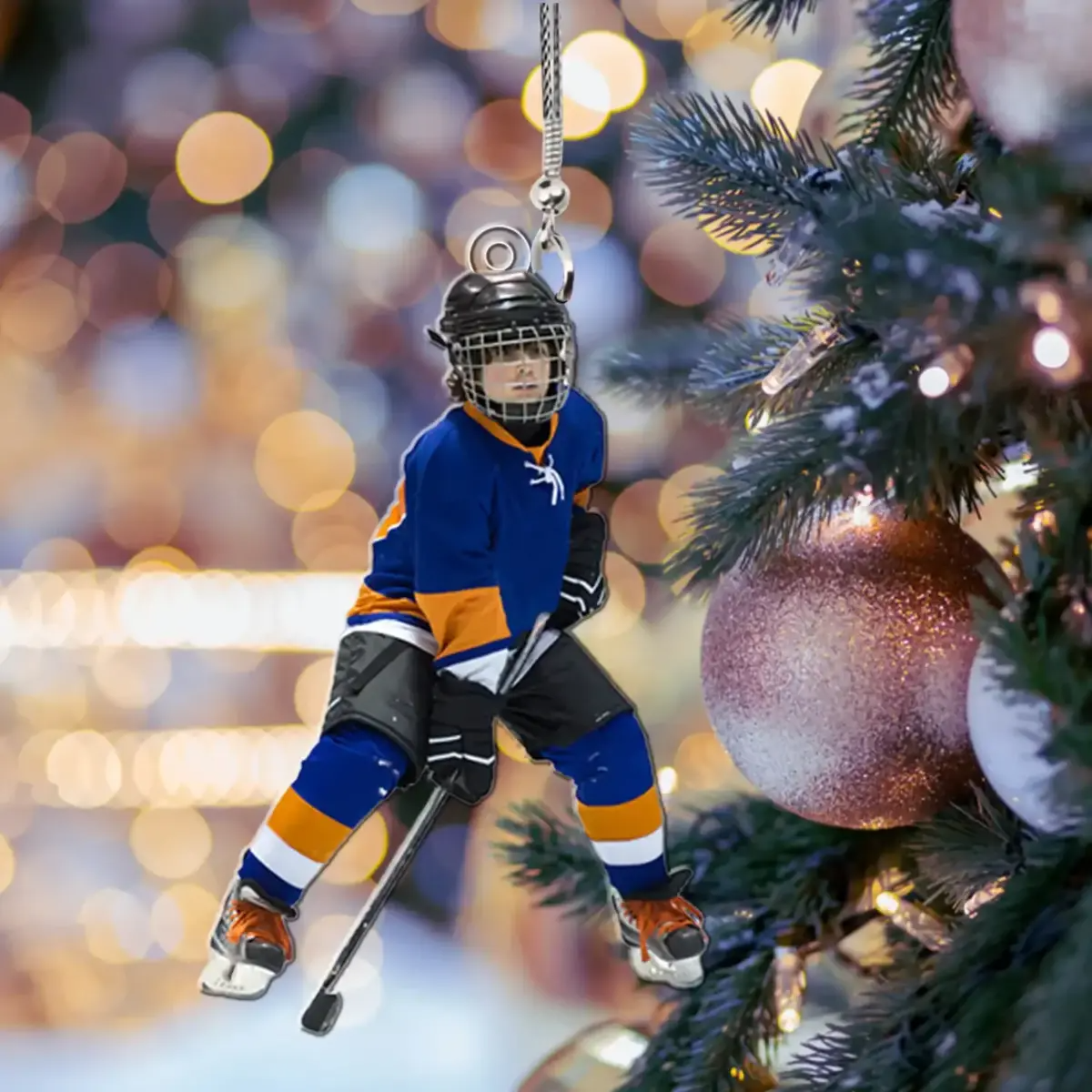 Ice Hockey Christmas Ornaments Custom Photo Personalized Acrylic Ornament For Ice Hockey Lovers