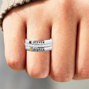 Personalized Born in Love Birthstone Name Ring Stack