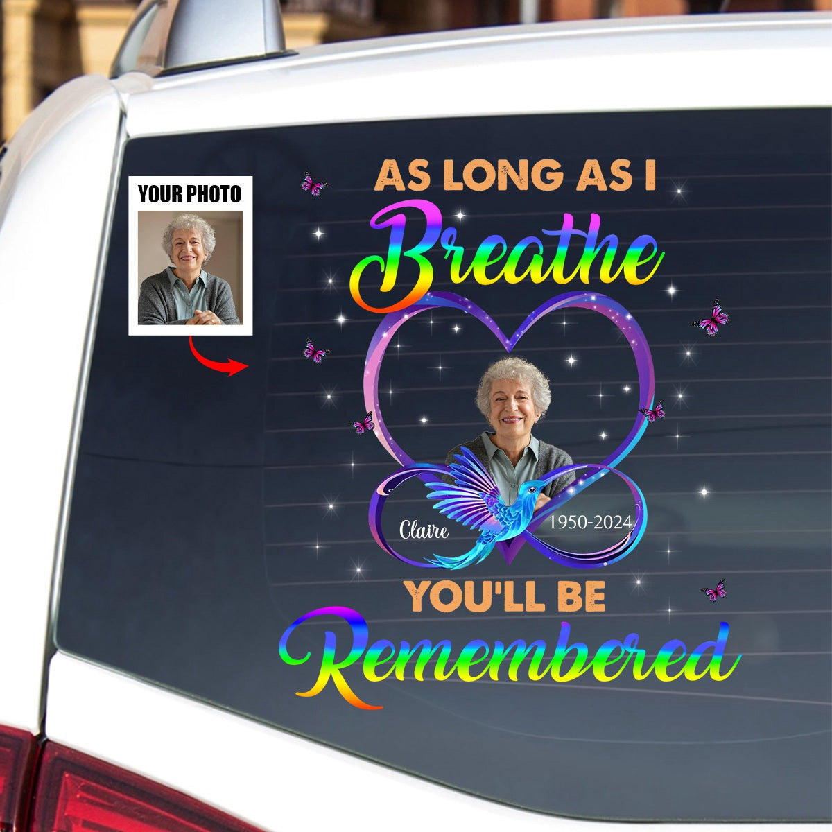 As Long As I Breathe You'll Be Remembered - Personalized Decal, Memorial Gift