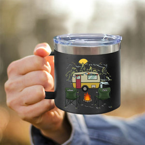 Happiness Is Making Memories With Those You Love - Camping Personalized Custom 14oz Stainless Steel Tumbler With Handle