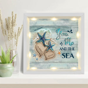 Personalized Beach and Turtles Couple Gift Light Shadow Box