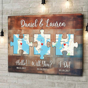 Personalized Couple Anniversary Gift, Wood Pallet Style - Map Poster