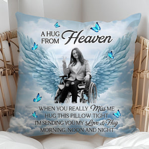 Memorial Personalized Pillow - Custom Photo A Hug From Heaven