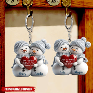 Personalized Acrylic Keychain - Snowman Couple First Christmas