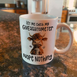 Personalized Funny Mug - Let Me Check My Giveashitometer Nope Nothing - Fun Gifts For Coworkers, Friends, Family