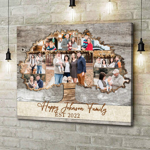 Personalized Family Tree Photo Collage Canvas Poster, Family Reunion Gifts