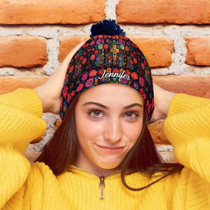 Floral Cross - Personalized Christian Beanie Hat