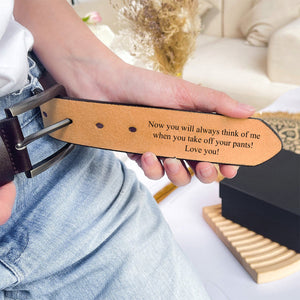 Personalized Engraved Leather Belt-Carved leather belt - Valentine's Day Gift- Anniversary Gift