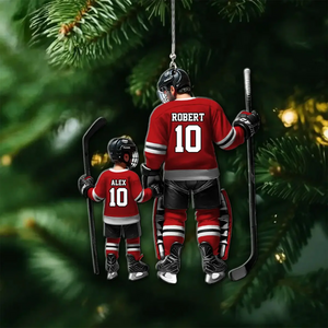 Father And Son – Personalized Ice Hockey Players Shaped Acrylic Ornament