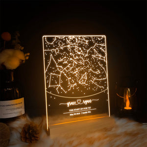 Custom star map by date,Personalized Couple Constellation LED Night Light Acrylic Plaque