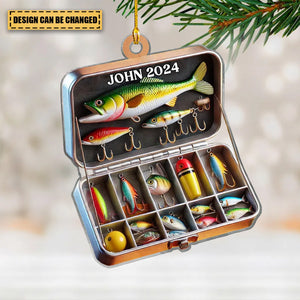 Personalized Fishing Tackle Box Acrylic Ornament, Fisherman Ornament