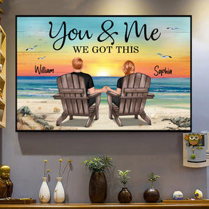 Personalized Couple Beach Landscape Vintage Poster